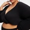 GOOD AMERICAN ALWAYS FITS PLISSÉ SCULPTED TOP | BLACK001 Tops