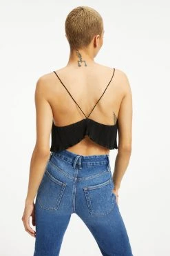 Promo 🔔 GOOD AMERICAN ALWAYS FITS PLISSÉ CROP CAMI | BLACK001 Tops 👏 11 GOOD AMERICAN ALWAYS FITS PLISSÉ CROP CAMI | BLACK001 Tops