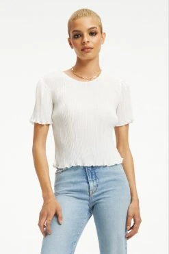 GOOD AMERICAN ALWAYS FITS PLISSÉ TOP | IVORY001