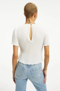 GOOD AMERICAN ALWAYS FITS PLISSÉ TOP | IVORY001