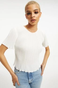 GOOD AMERICAN ALWAYS FITS PLISSÉ TOP | IVORY001