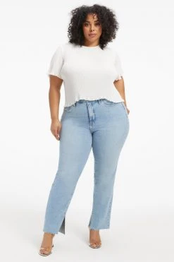 GOOD AMERICAN ALWAYS FITS PLISSÉ TOP | IVORY001