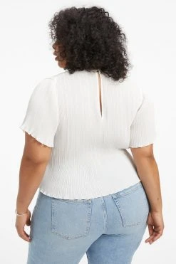 GOOD AMERICAN ALWAYS FITS PLISSÉ TOP | IVORY001