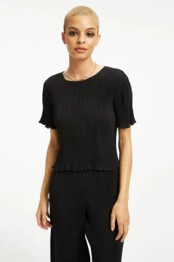 Cheap ✔️ GOOD AMERICAN ALWAYS FITS PLISSÉ TOP | BLACK001 Tops 🔔 20 GOOD AMERICAN ALWAYS FITS PLISSÉ TOP | BLACK001 Tops