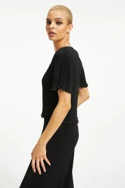Cheap ✔️ GOOD AMERICAN ALWAYS FITS PLISSÉ TOP | BLACK001 Tops 🔔 21 GOOD AMERICAN ALWAYS FITS PLISSÉ TOP | BLACK001 Tops