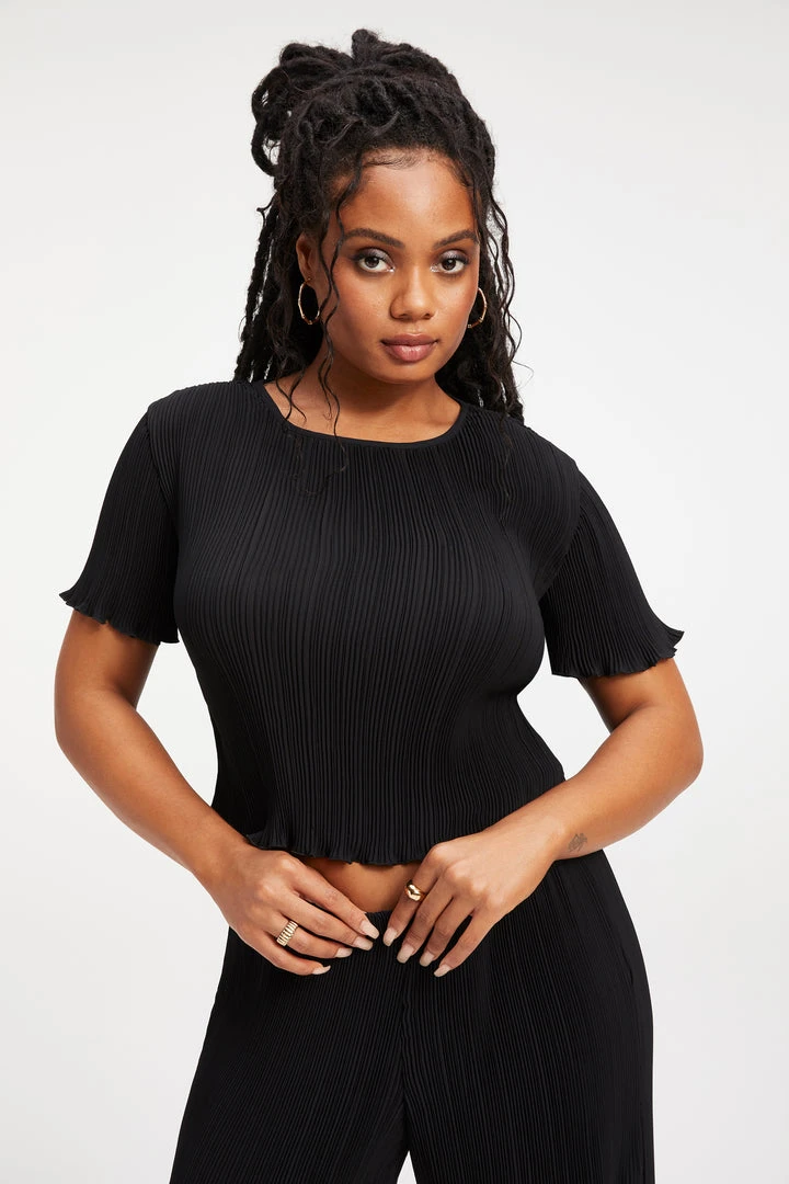 Cheap ✔️ GOOD AMERICAN ALWAYS FITS PLISSÉ TOP | BLACK001 Tops 🔔 3 GOOD AMERICAN ALWAYS FITS PLISSÉ TOP | BLACK001 Tops
