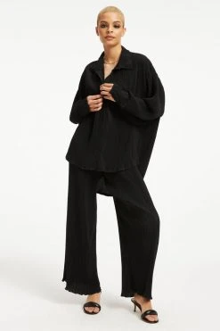 GOOD AMERICAN Tops ALWAYS FITS PLISSÉ SHIRT | BLACK001