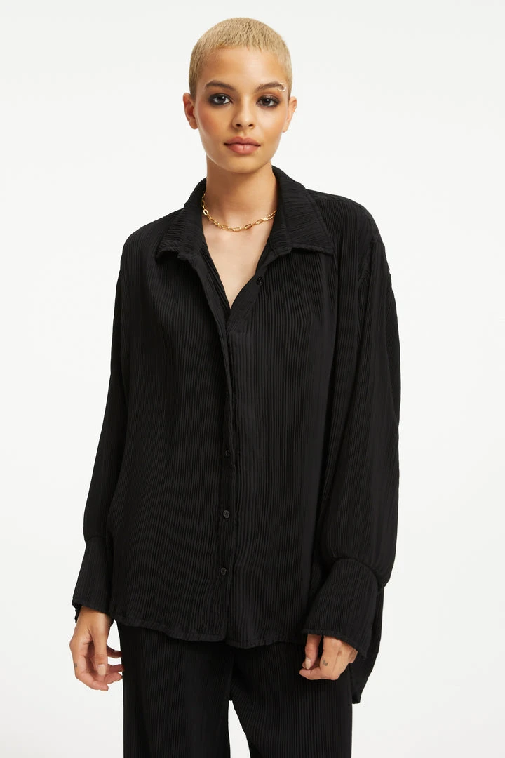 Coupon 😍 GOOD AMERICAN Tops ALWAYS FITS PLISSÉ SHIRT | BLACK001 ❤️ 5 GOOD AMERICAN Tops ALWAYS FITS PLISSÉ SHIRT | BLACK001
