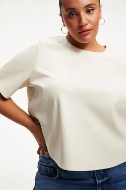 GOOD AMERICAN BETTER THAN LEATHER TEE | BONE001 Tops