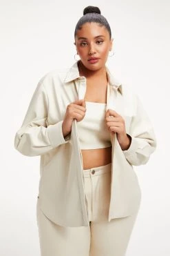 GOOD AMERICAN BETTER THAN LEATHER SHIRT | BONE001