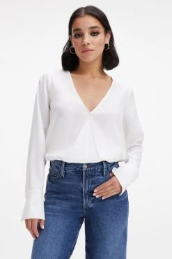 GOOD AMERICAN WOVEN WRAP TOP | IVORY001 Tops