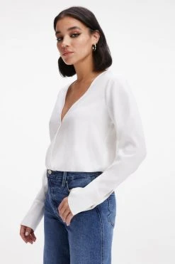 GOOD AMERICAN WOVEN WRAP TOP | IVORY001 Tops