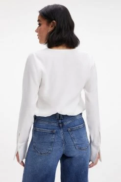 GOOD AMERICAN WOVEN WRAP TOP | IVORY001 Tops