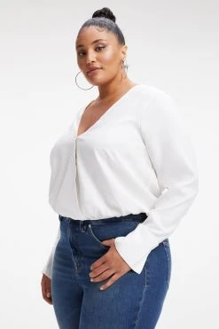 GOOD AMERICAN WOVEN WRAP TOP | IVORY001 Tops