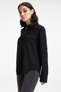 GOOD AMERICAN Tops FLAP POCKET SHIRT | BLACK001