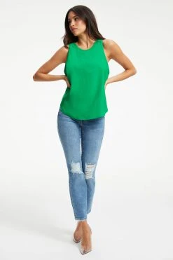 GOOD AMERICAN WOVEN CUT IN TANK | SUMMER GREEN002