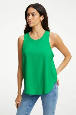 GOOD AMERICAN WOVEN CUT IN TANK | SUMMER GREEN002