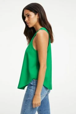 GOOD AMERICAN WOVEN CUT IN TANK | SUMMER GREEN002