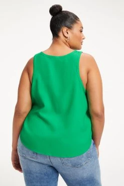 GOOD AMERICAN WOVEN CUT IN TANK | SUMMER GREEN002