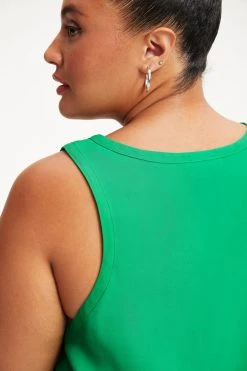 GOOD AMERICAN WOVEN CUT IN TANK | SUMMER GREEN002