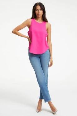 GOOD AMERICAN Tops WOVEN CUT IN TANK | HAWIIAN PINK 001
