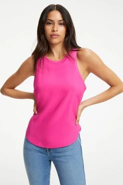 GOOD AMERICAN Tops WOVEN CUT IN TANK | HAWIIAN PINK 001