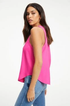 GOOD AMERICAN Tops WOVEN CUT IN TANK | HAWIIAN PINK 001