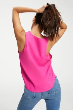GOOD AMERICAN Tops WOVEN CUT IN TANK | HAWIIAN PINK 001