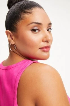 GOOD AMERICAN Tops WOVEN CUT IN TANK | HAWIIAN PINK 001