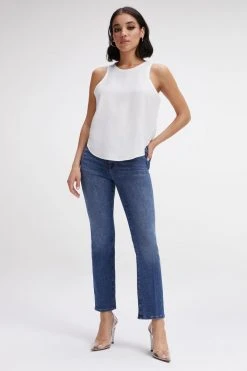 GOOD AMERICAN WOVEN CUT IN TANK | IVORY001