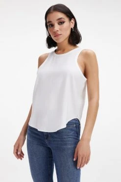 GOOD AMERICAN WOVEN CUT IN TANK | IVORY001