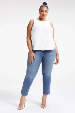 GOOD AMERICAN WOVEN CUT IN TANK | IVORY001