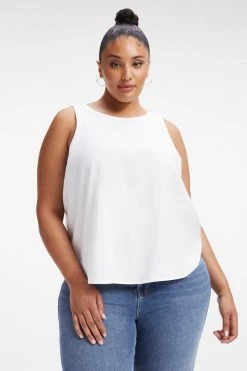 GOOD AMERICAN WOVEN CUT IN TANK | IVORY001