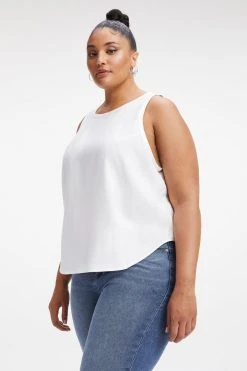GOOD AMERICAN WOVEN CUT IN TANK | IVORY001