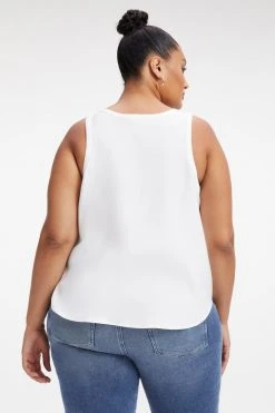 GOOD AMERICAN WOVEN CUT IN TANK | IVORY001