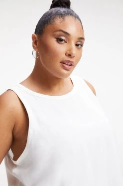 GOOD AMERICAN WOVEN CUT IN TANK | IVORY001