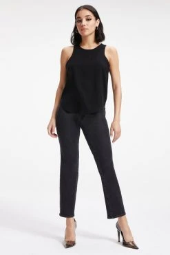 GOOD AMERICAN Tops WOVEN CUT IN TANK | BLACK001