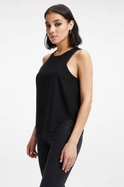 GOOD AMERICAN Tops WOVEN CUT IN TANK | BLACK001