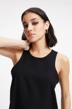 GOOD AMERICAN Tops WOVEN CUT IN TANK | BLACK001