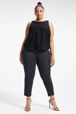 GOOD AMERICAN Tops WOVEN CUT IN TANK | BLACK001