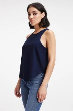 GOOD AMERICAN WOVEN CUT IN TANK | NAVY001 Tops