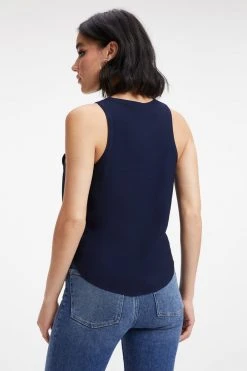 GOOD AMERICAN WOVEN CUT IN TANK | NAVY001 Tops