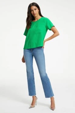 GOOD AMERICAN POCKET TEE | SUMMER GREEN002 Tops