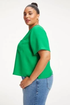 GOOD AMERICAN POCKET TEE | SUMMER GREEN002 Tops