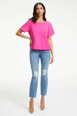 GOOD AMERICAN POCKET TEE | HAWIIAN PINK 001 Tops