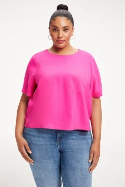 GOOD AMERICAN POCKET TEE | HAWIIAN PINK 001 Tops