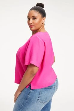 GOOD AMERICAN POCKET TEE | HAWIIAN PINK 001 Tops