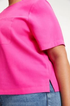 GOOD AMERICAN POCKET TEE | HAWIIAN PINK 001 Tops