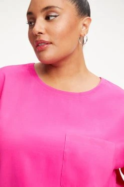 GOOD AMERICAN POCKET TEE | HAWIIAN PINK 001 Tops