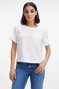 GOOD AMERICAN WOVEN POCKET TEE | IVORY001